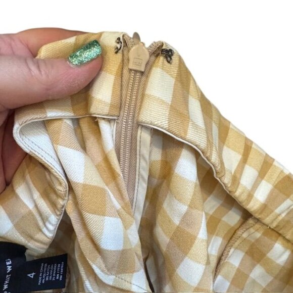 Who What Wear Womens Mustard & White Gingham Checkered Pants Size 4 - Picture 8 of 9